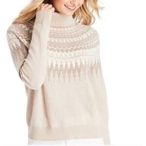 Vineyard Vines Lurex Fair Isle 100% Cashmere Turtleneck Sweater